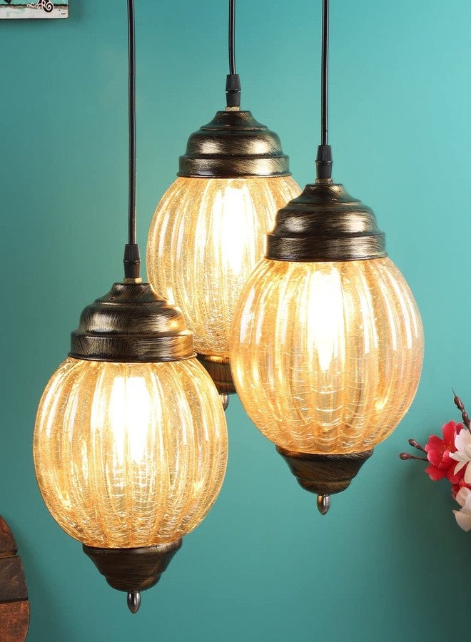GAUVIK Vintage 3 Light Luster Globe Hanging for Restaurant,Bedroom, Living Room and Home Decor Chandelier Ceiling Lamp.Golden Antique - Image 2